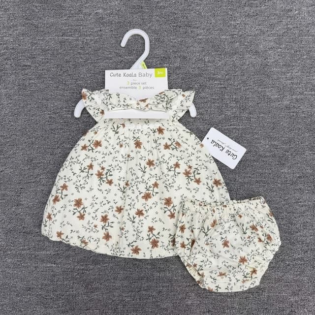 3 in one baby dress, pants & hairband
